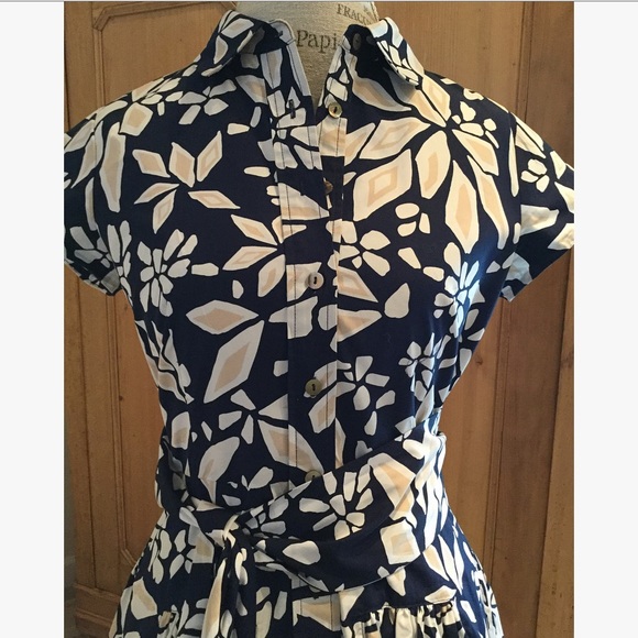 Diane von Furstenberg navy patterned shirtdress - Picture 2 of 8